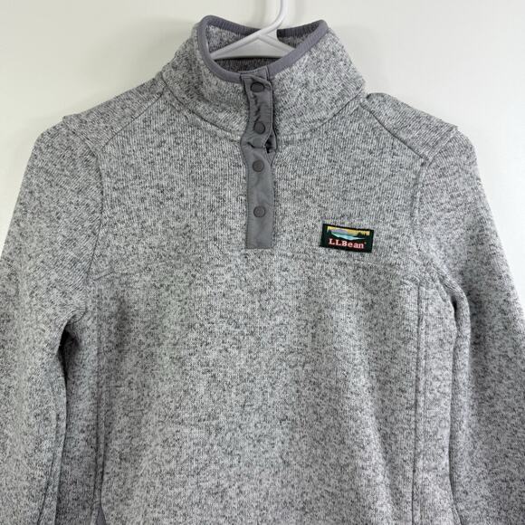 LL Bean Sweater Fleece Pullover Misses XXS Heathered Gray Neutral Outdoors - Picture 2 of 12